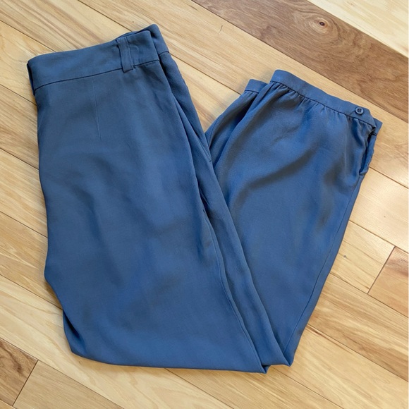 Eileen Fisher 100% Silk Pants Womens Sz XS Gray Pleated...